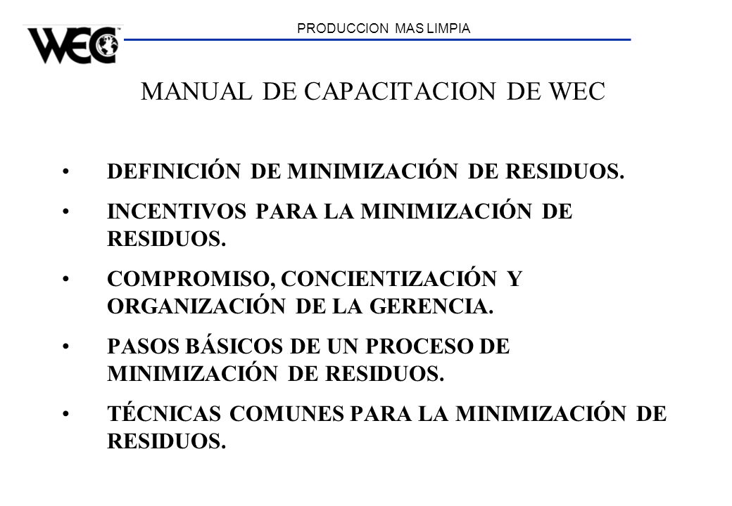 MANUAL DE CAPACITACION DE WEC