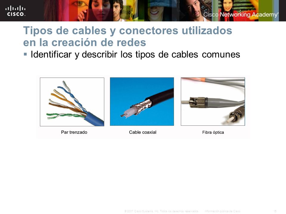 Tipos de cables y conectores utilizados en la creación de redes