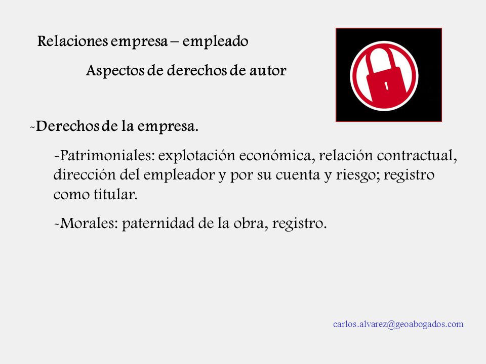 Relaciones empresa – empleado Aspectos de derechos de autor
