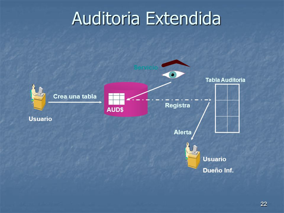Auditoria Extendida Servicio Crea una tabla Registra AUD$ Usuario