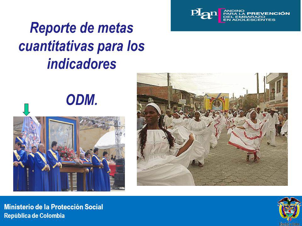 Reporte de metas cuantitativas para los indicadores ODM.