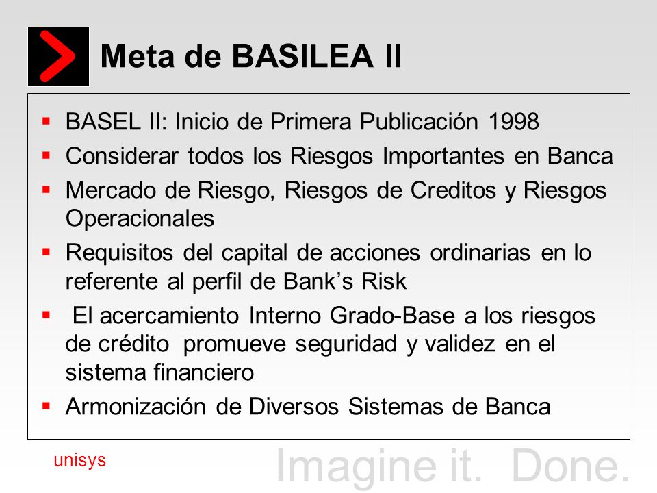 Meta de BASILEA II BASEL II: Inicio de Primera Publicación 1998