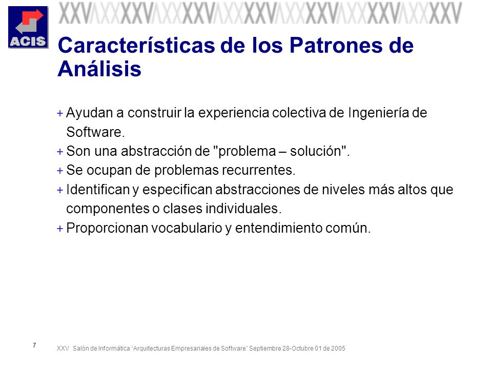 Características de los Patrones de Análisis