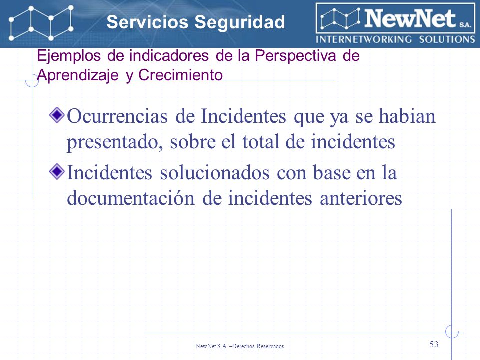 Ejemplos de indicadores de la Perspectiva de Aprendizaje y Crecimiento