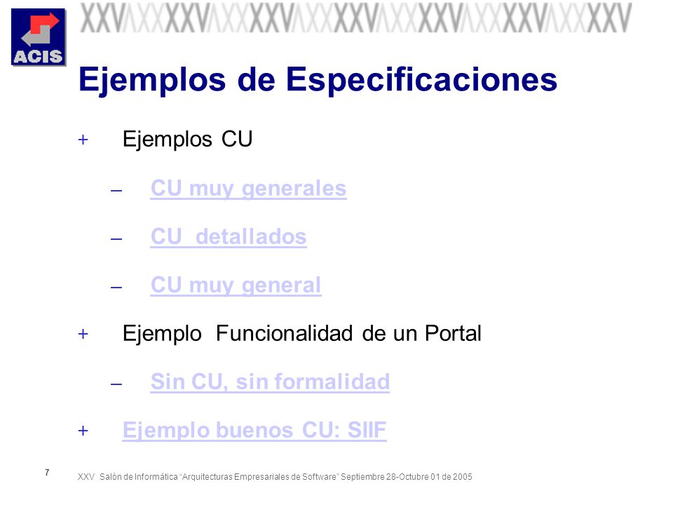 Ejemplos de Especificaciones