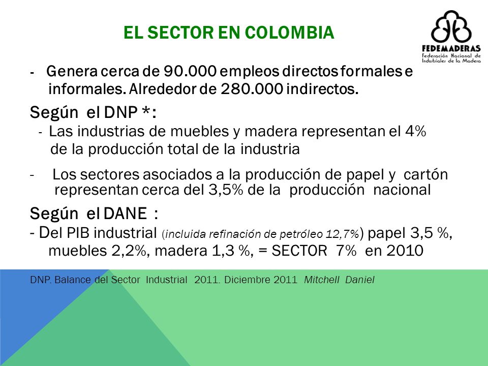 EL SECTOR EN COLOMBIA Según el DNP *: Según el DANE :