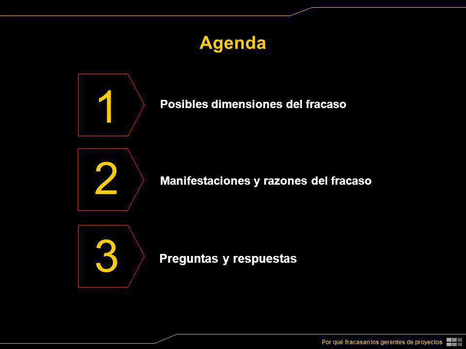 1 2 3 Agenda Preguntas y respuestas Posibles dimensiones del fracaso