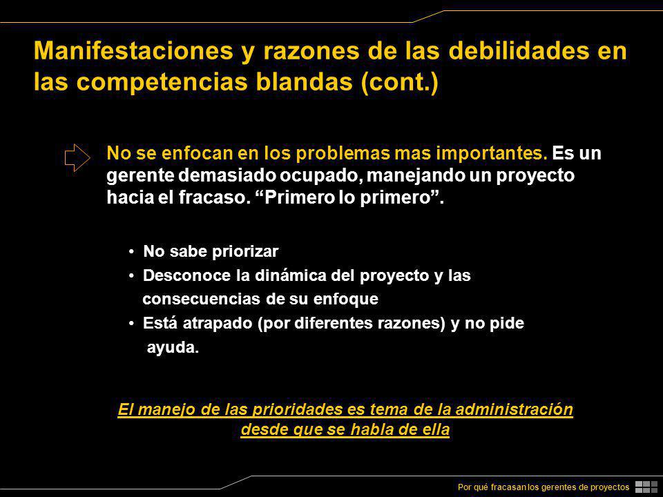 Manifestaciones y razones de las debilidades en las competencias blandas (cont.)