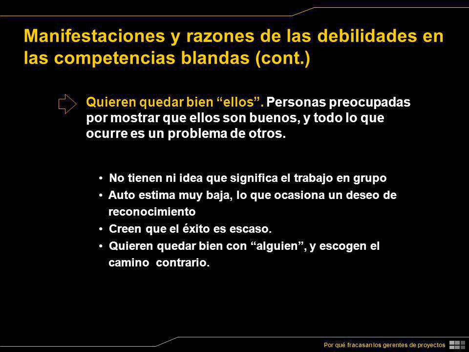 Manifestaciones y razones de las debilidades en las competencias blandas (cont.)