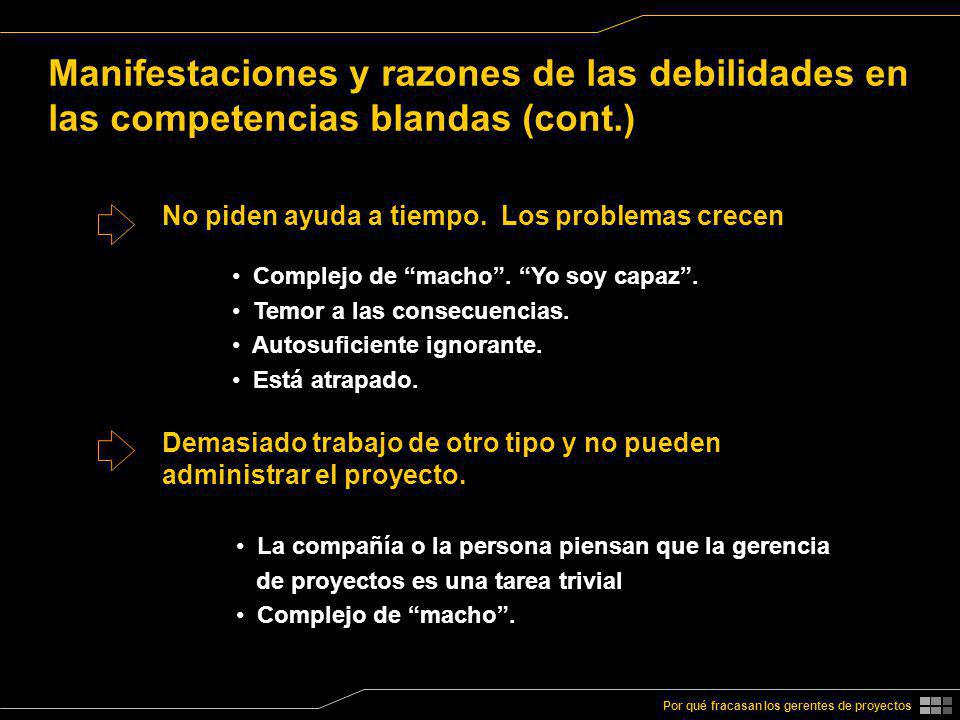 Manifestaciones y razones de las debilidades en las competencias blandas (cont.)
