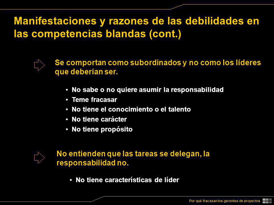 Manifestaciones y razones de las debilidades en las competencias blandas (cont.)