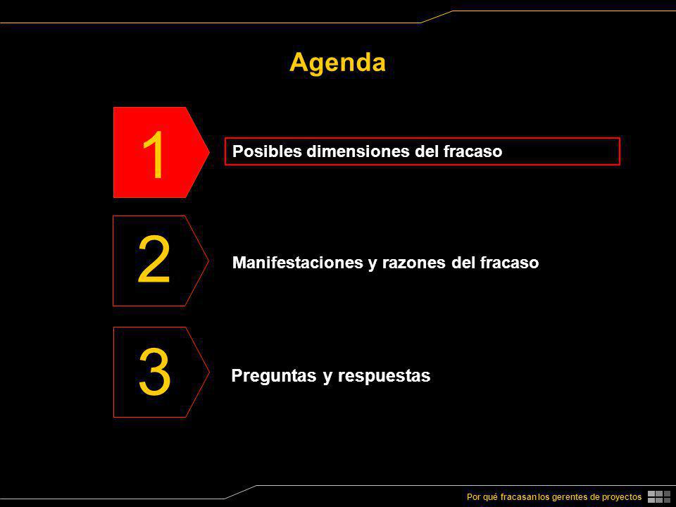 1 2 3 Agenda Preguntas y respuestas Posibles dimensiones del fracaso