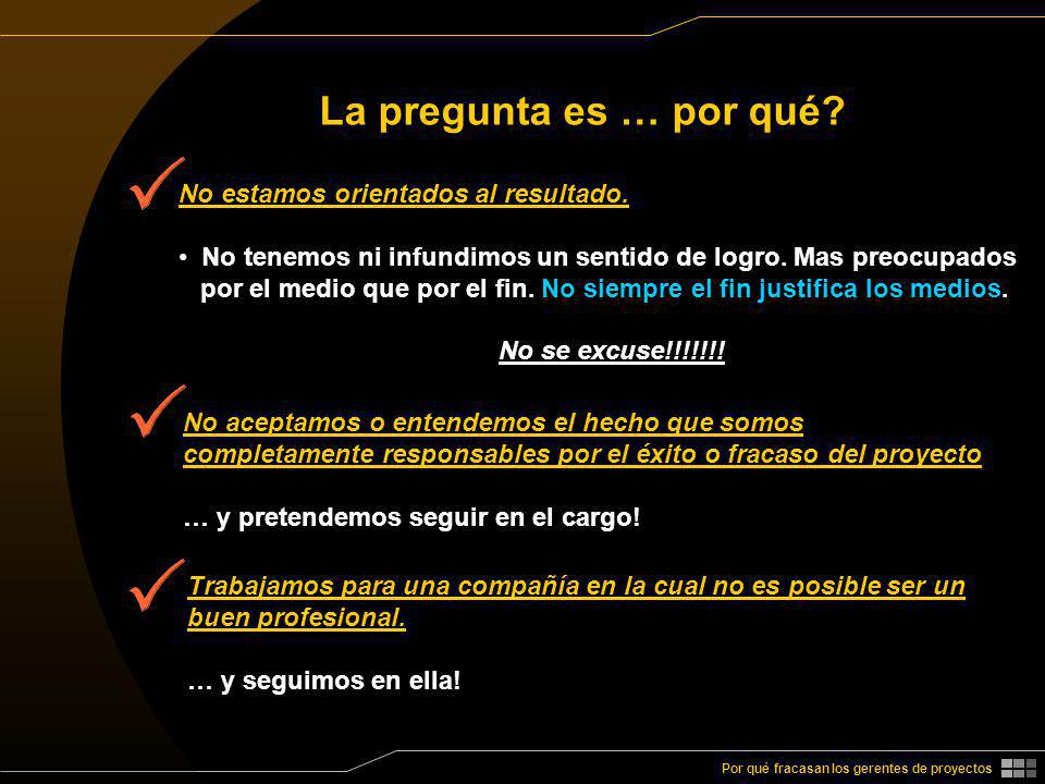 La pregunta es … por qué No estamos orientados al resultado.