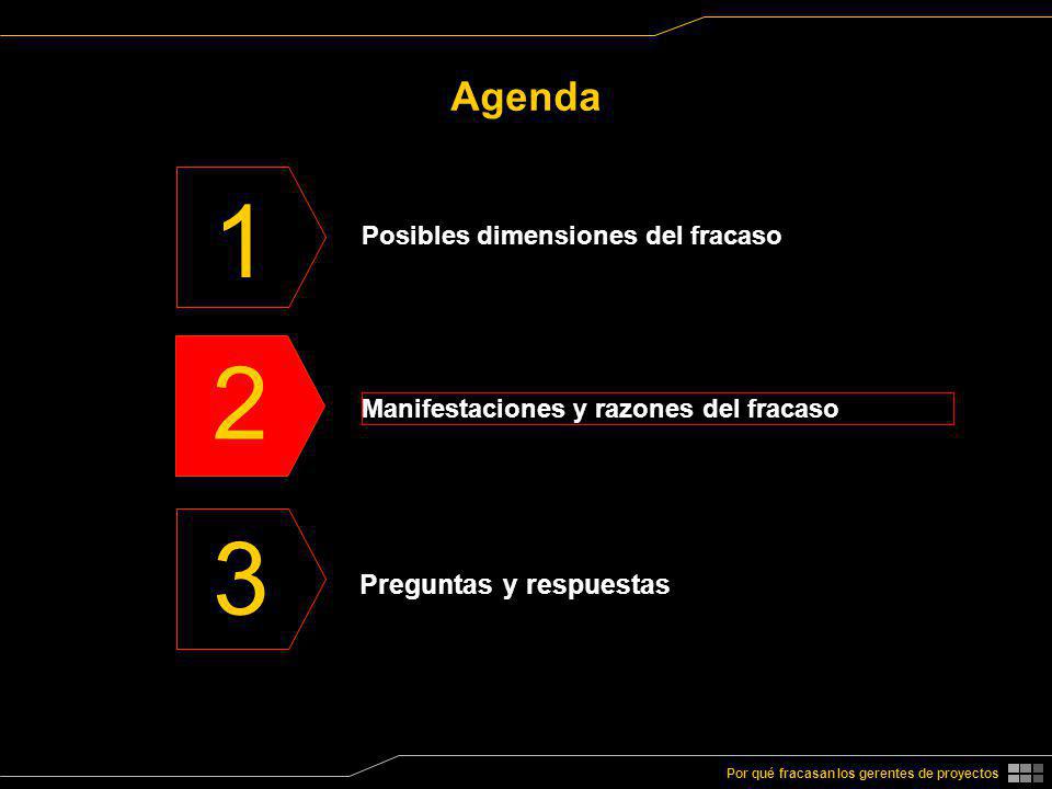 1 2 3 Agenda Preguntas y respuestas Posibles dimensiones del fracaso