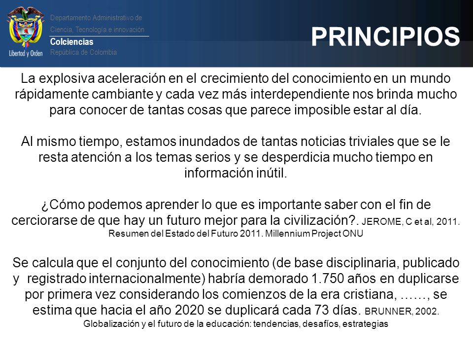 Departamento Administrativo de Ciencia, Tecnología e innovación Colciencias República de Colombia