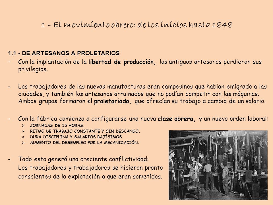 1 - El movimiento obrero: de los inicios hasta 1848