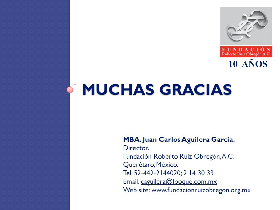 MUCHAS GRACIAS 10 AÑOS MBA. Juan Carlos Aguilera García. Director.