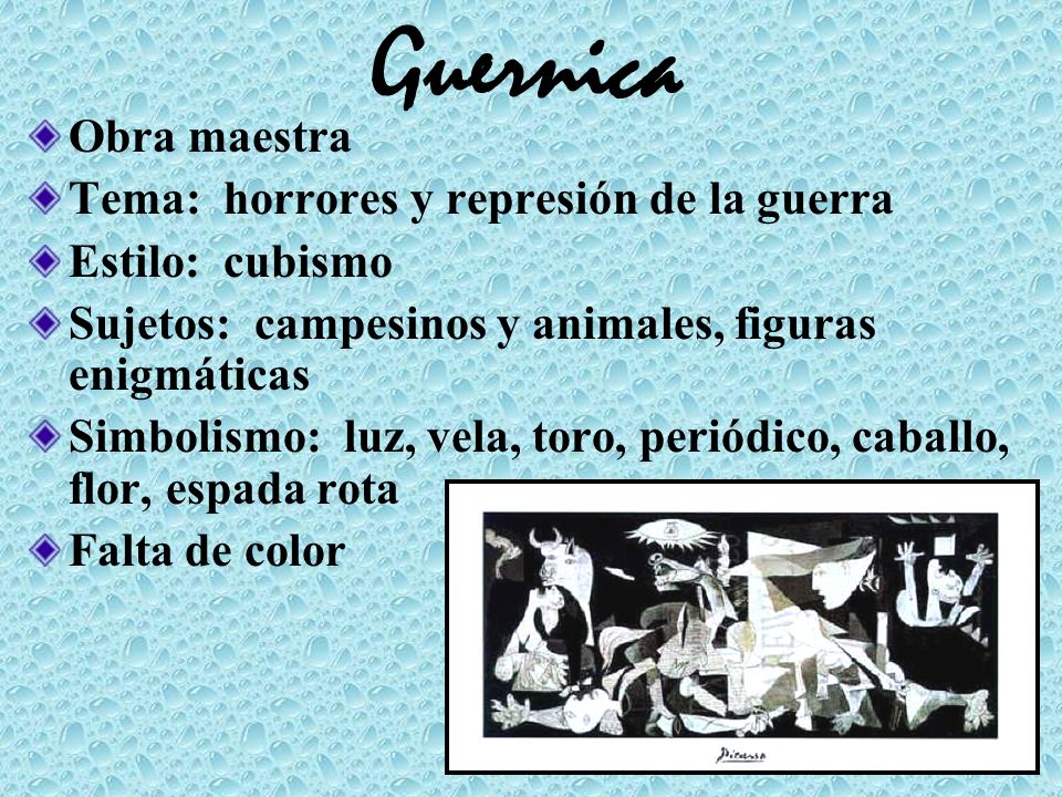 Guernica Obra maestra Tema: horrores y represión de la guerra