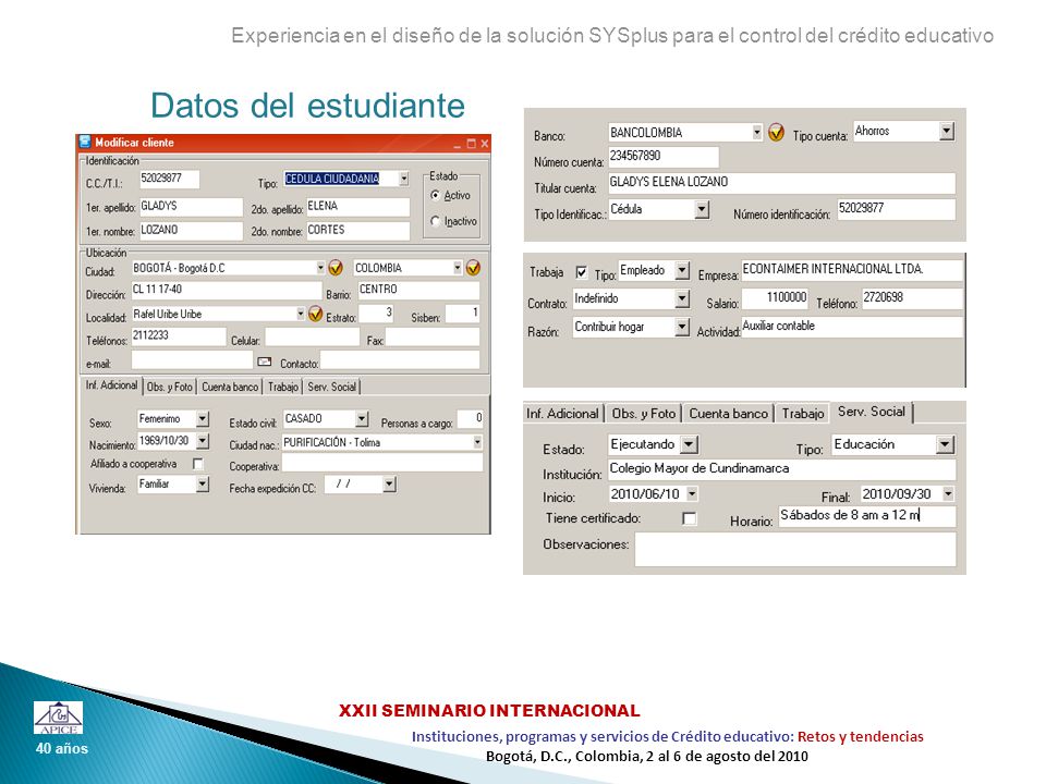 Experiencia en el diseño de la solución SYSplus para el control del crédito educativo