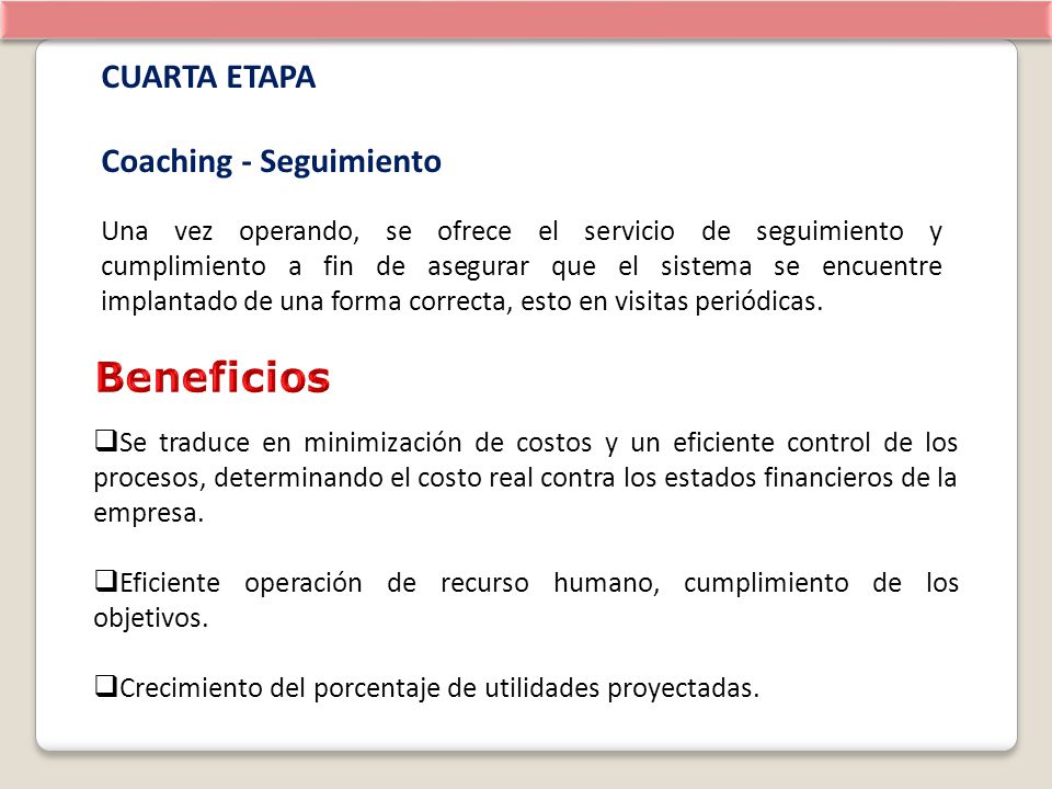 Beneficios CUARTA ETAPA Coaching - Seguimiento