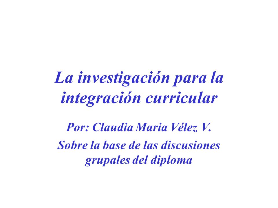 La investigación para la integración curricular