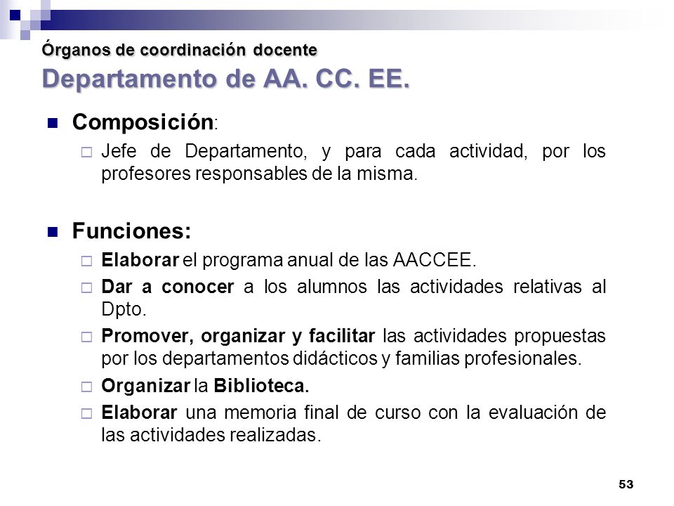 Órganos de coordinación docente Departamento de AA. CC. EE.
