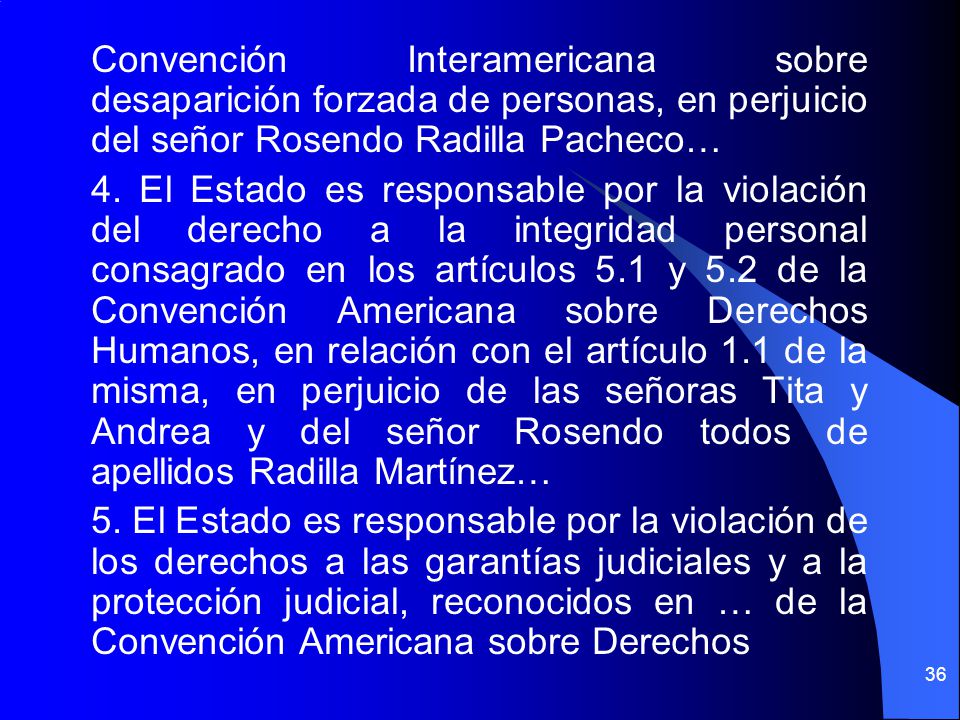 Convención Interamericana sobre desaparición forzada de personas, en perjuicio del señor Rosendo Radilla Pacheco… 4.