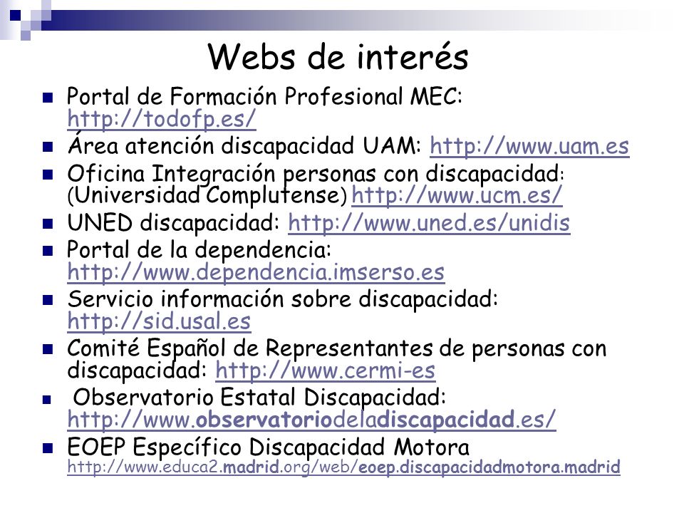 Webs de interés Portal de Formación Profesional MEC: