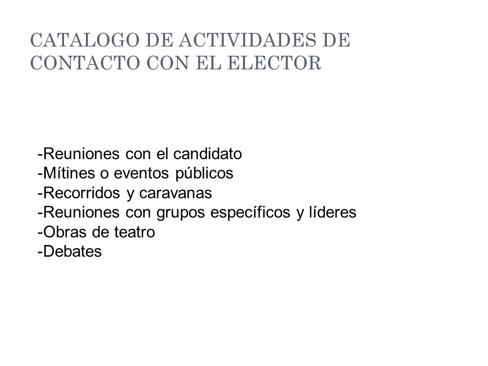 CATALOGO DE ACTIVIDADES DE CONTACTO CON EL ELECTOR