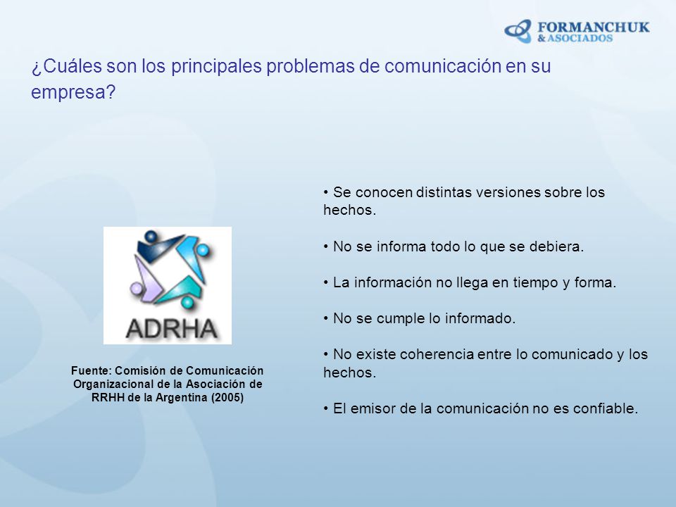 ¿Cuáles son los principales problemas de comunicación en su empresa
