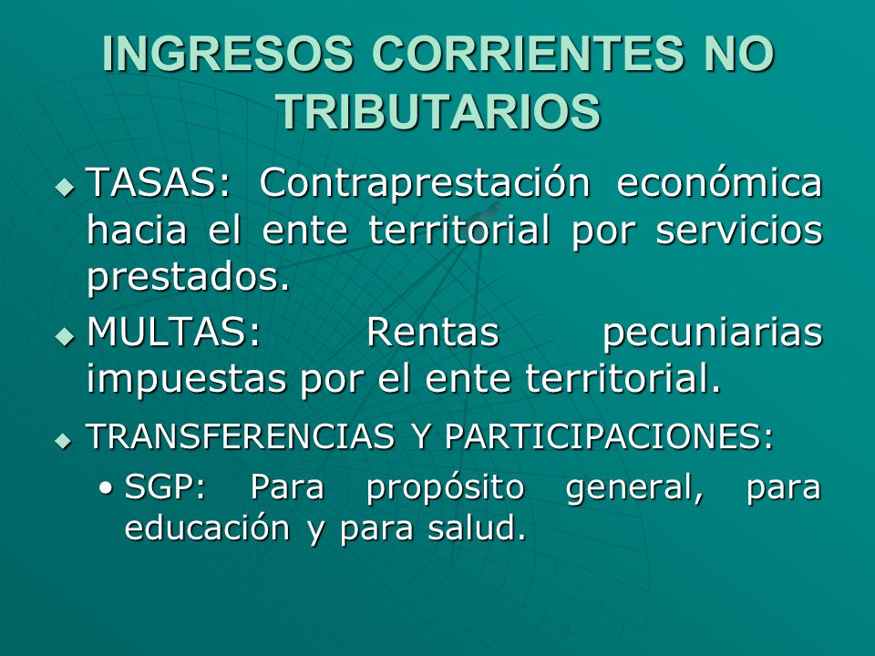 INGRESOS CORRIENTES NO TRIBUTARIOS