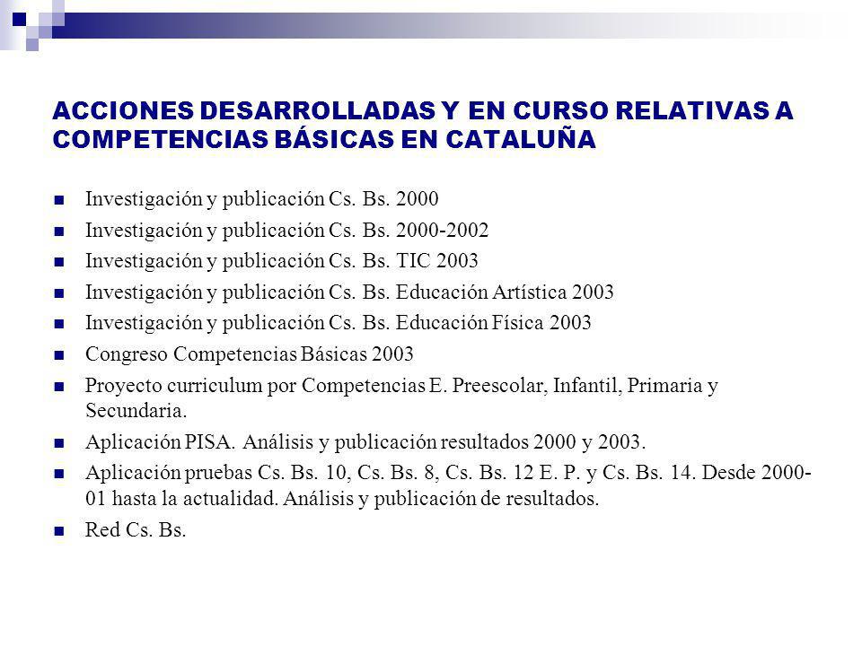 ACCIONES DESARROLLADAS Y EN CURSO RELATIVAS A COMPETENCIAS BÁSICAS EN CATALUÑA
