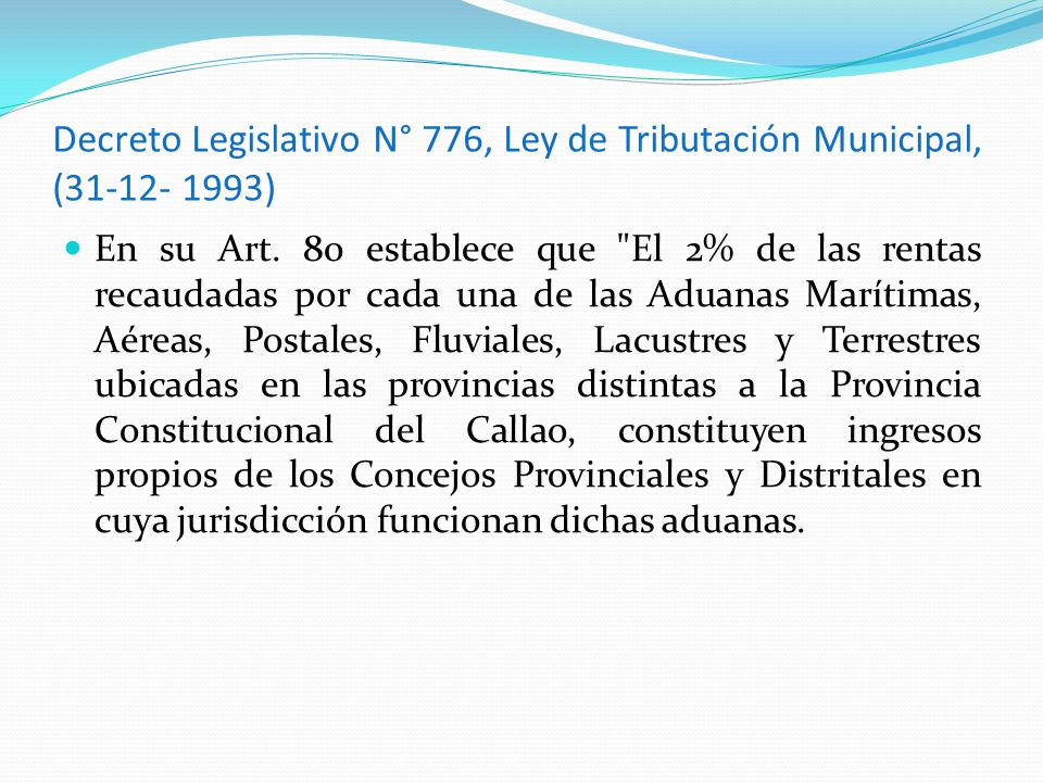 Decreto Legislativo N° 776, Ley de Tributación Municipal, ( )