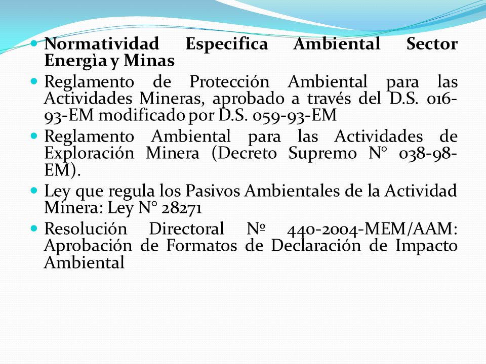 Normatividad Especifica Ambiental Sector Energìa y Minas
