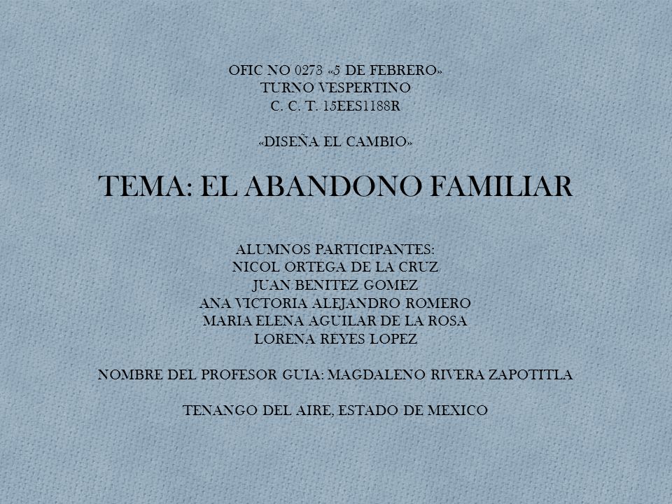 OFIC NO 0273 «5 DE FEBRERO» TURNO VESPERTINO C. C. T