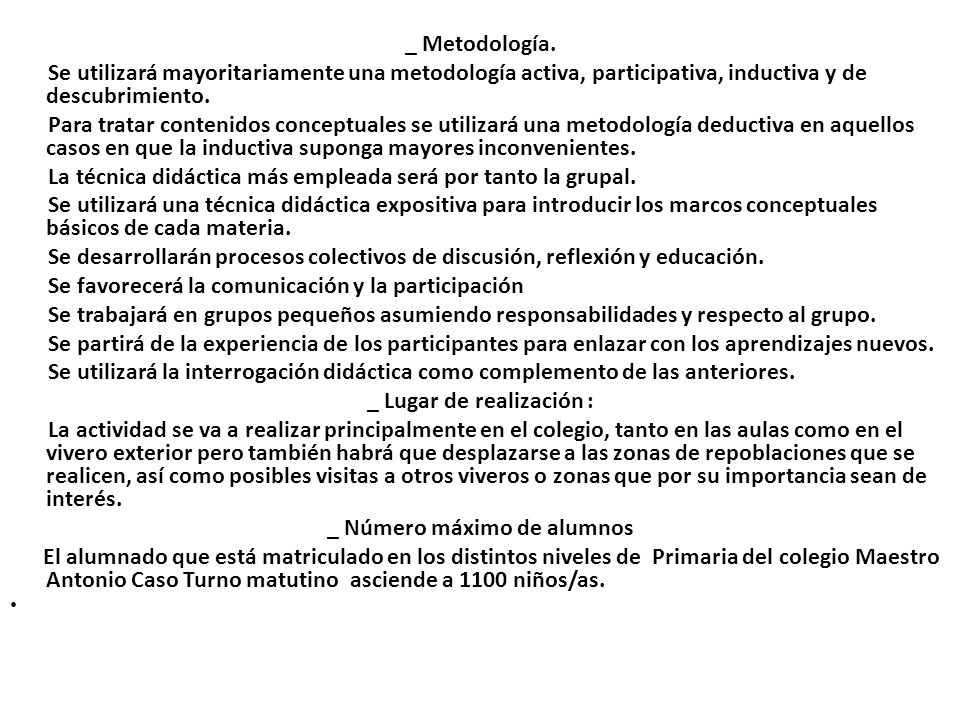_ Lugar de realización : _ Número máximo de alumnos