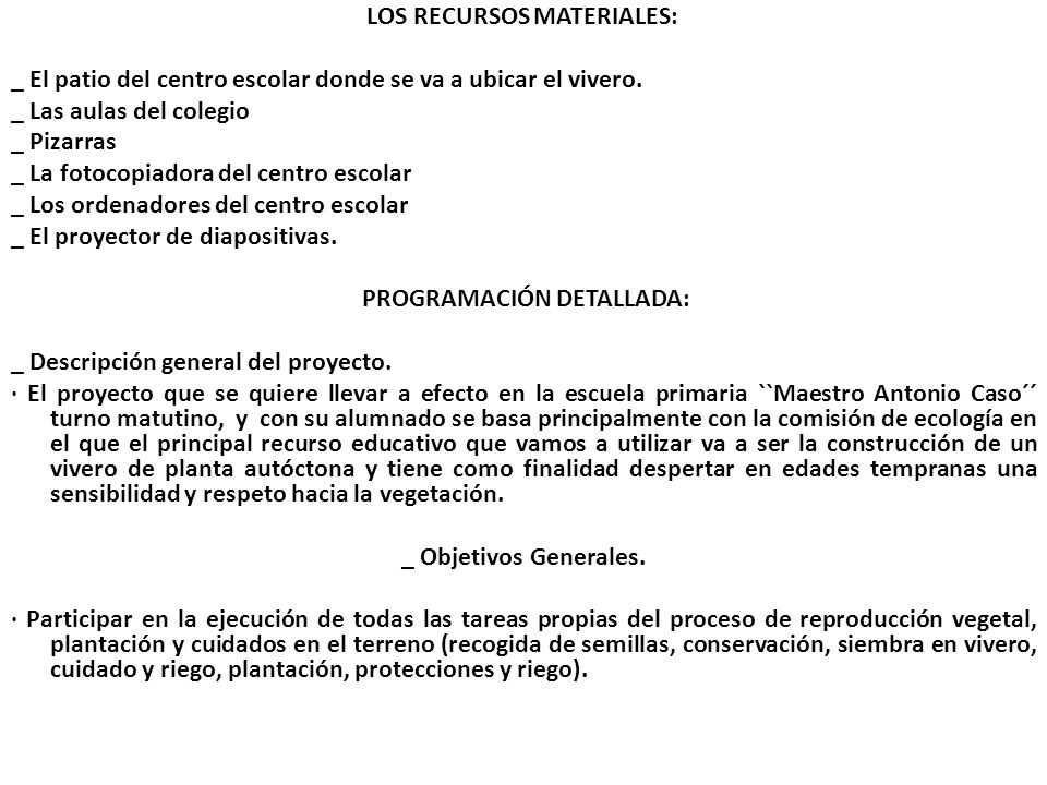 LOS RECURSOS MATERIALES: _ El patio del centro escolar donde se va a ubicar el vivero.