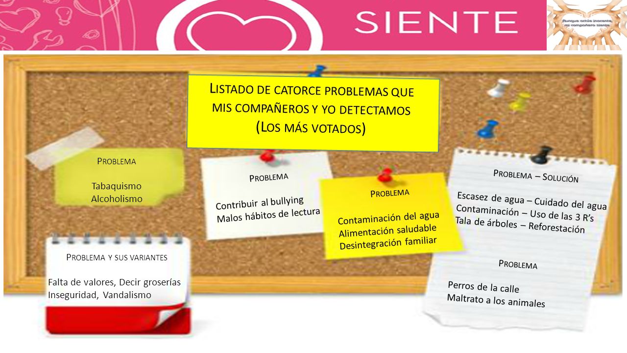 Listado de catorce problemas que mis compañeros y yo detectamos