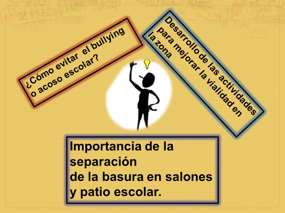 Importancia de la separación de la basura en salones y patio escolar.