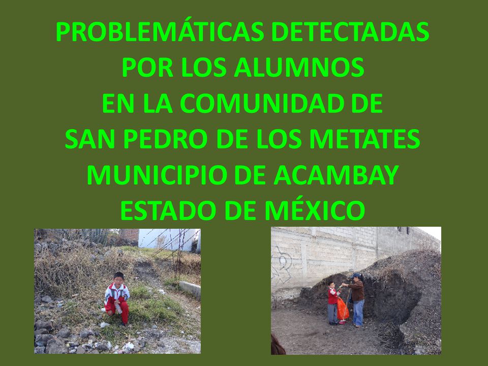 PROBLEMÁTICAS DETECTADAS POR LOS ALUMNOS EN LA COMUNIDAD DE SAN PEDRO DE LOS METATES MUNICIPIO DE ACAMBAY ESTADO DE MÉXICO