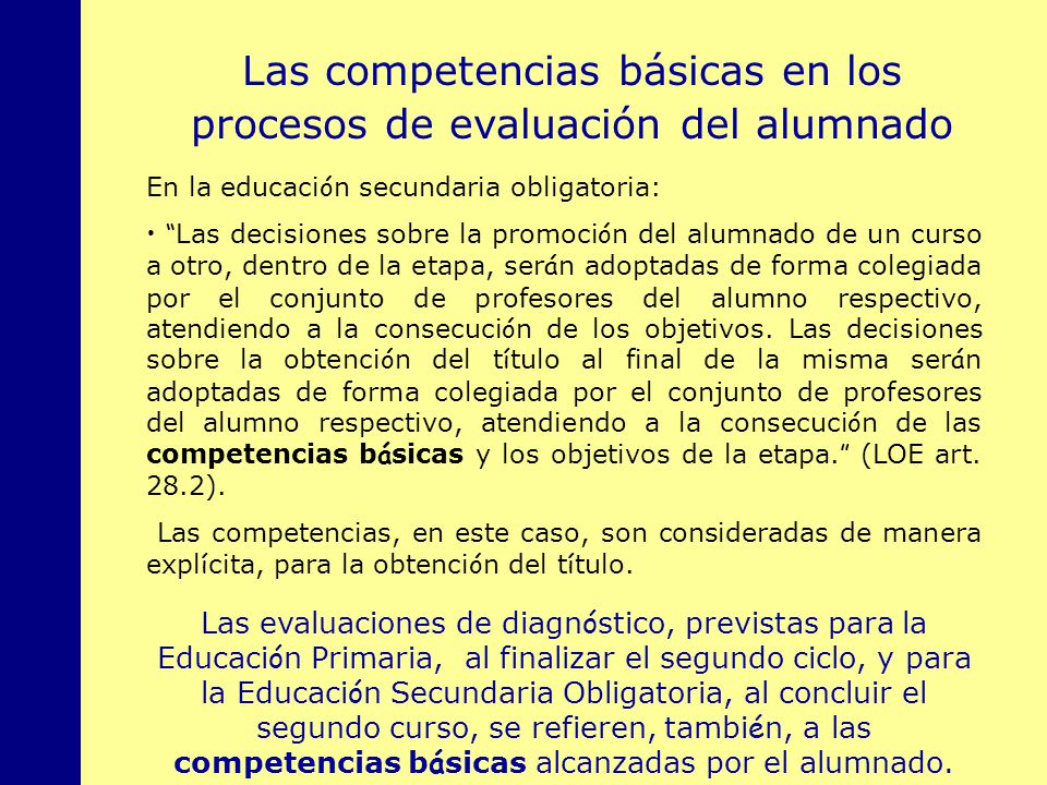 Las competencias básicas en los procesos de evaluación del alumnado
