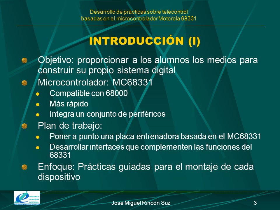 Desarrollo de prácticas sobre telecontrol basadas en el microcontrolador Motorola 68331