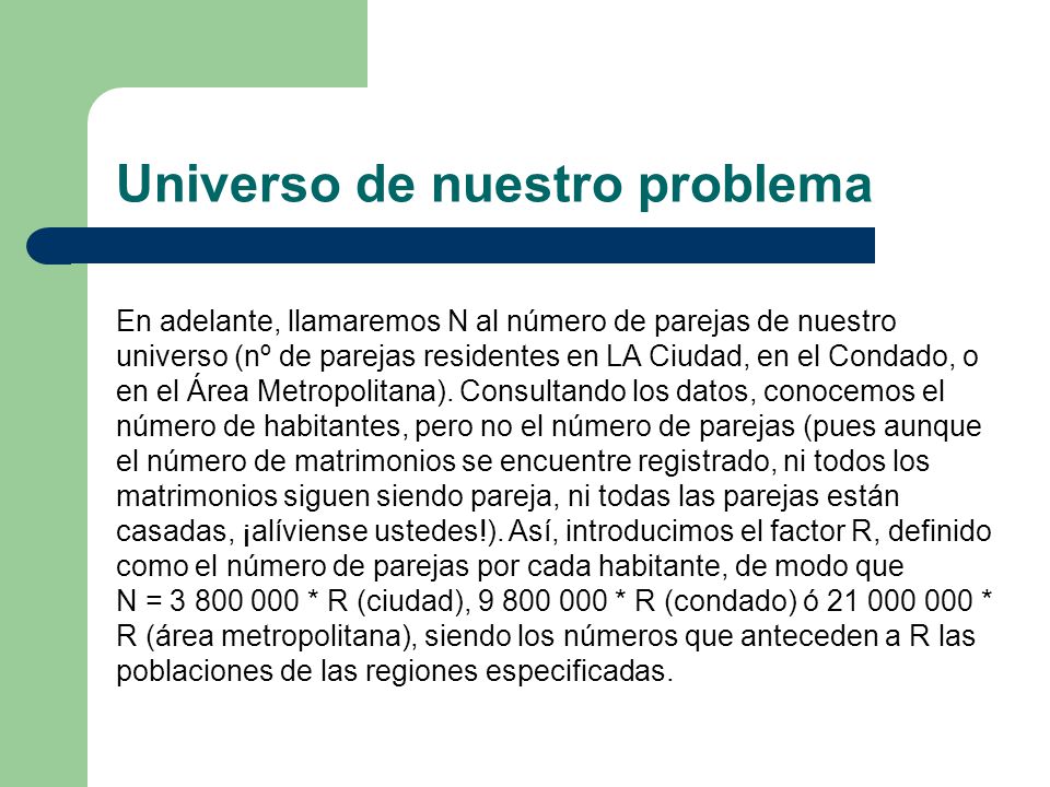 Universo de nuestro problema
