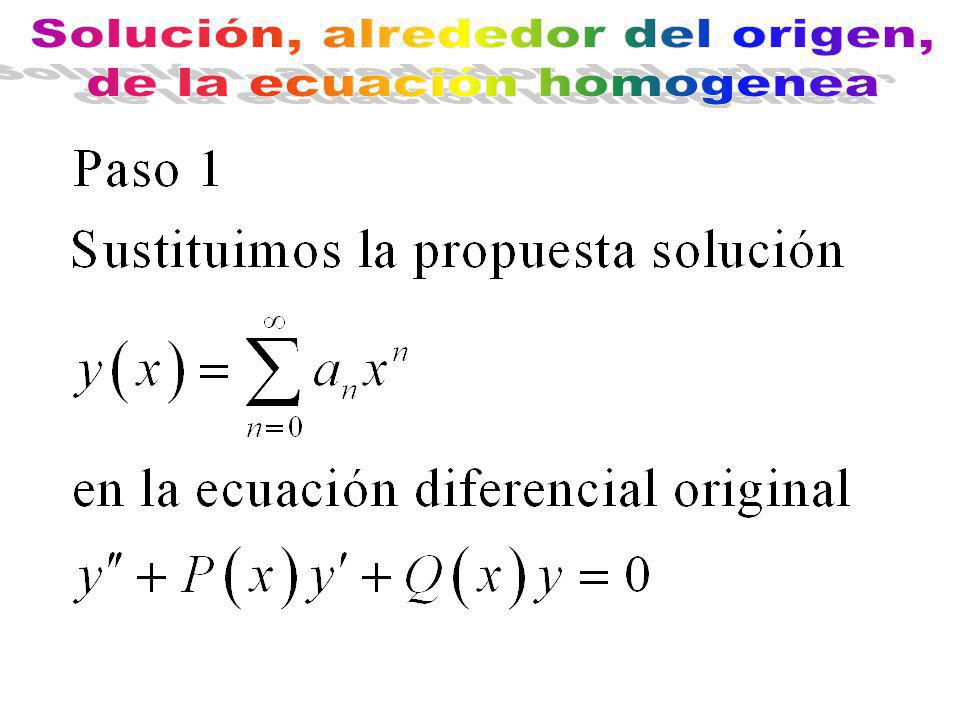 Solución, alrededor del origen, de la ecuación homogenea