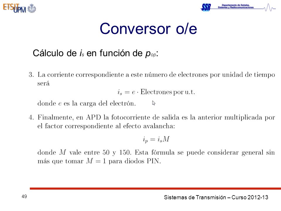 Conversor o/e Cálculo de is en función de pop: