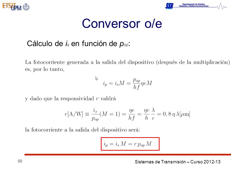 Conversor o/e Cálculo de is en función de pop: