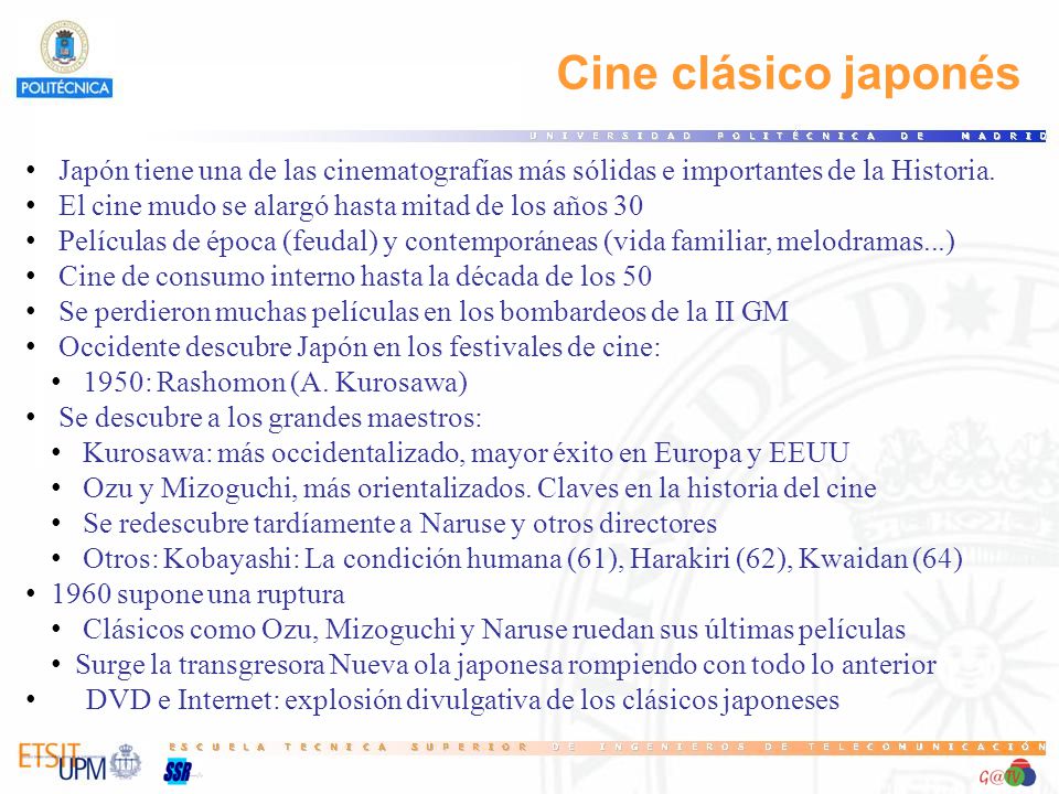 31 Cine clásico japonés. Japón tiene una de las cinematografías más sólidas e importantes de la Historia.