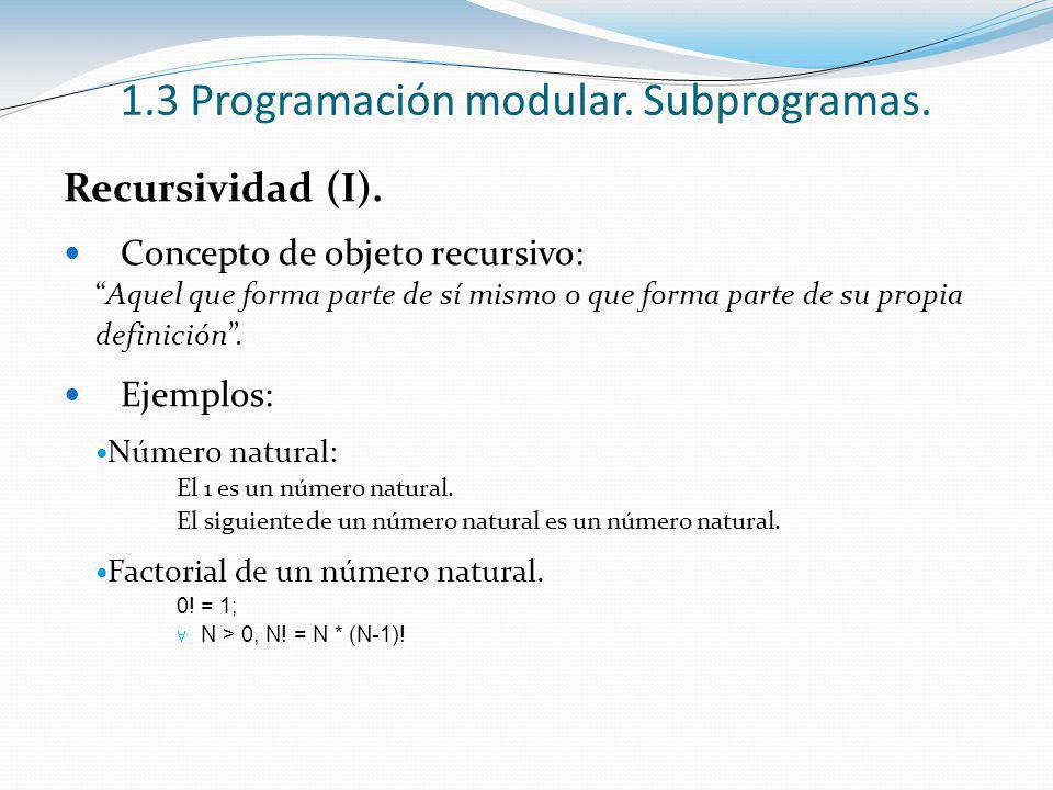 1.3 Programación modular. Subprogramas.