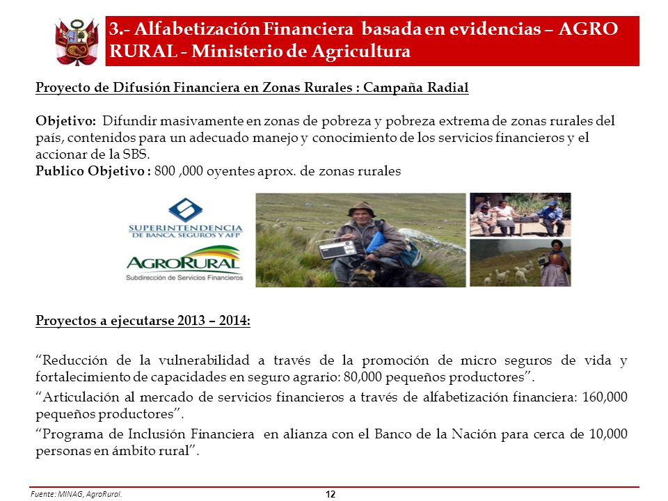 3.- Alfabetización Financiera basada en evidencias – AGRO RURAL - Ministerio de Agricultura