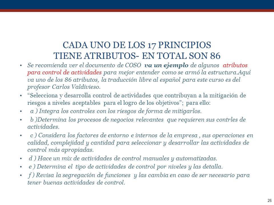 CADA UNO DE LOS 17 PRINCIPIOS TIENE ATRIBUTOS- EN TOTAL SON 86